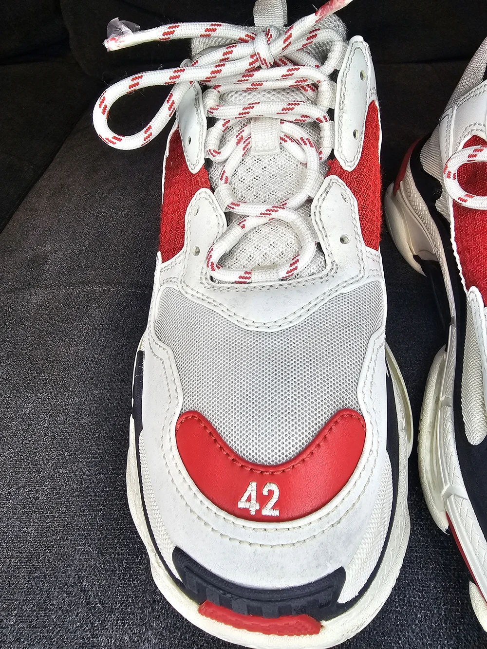Balenciaga Triple S White Red Black Chunky Sneakers